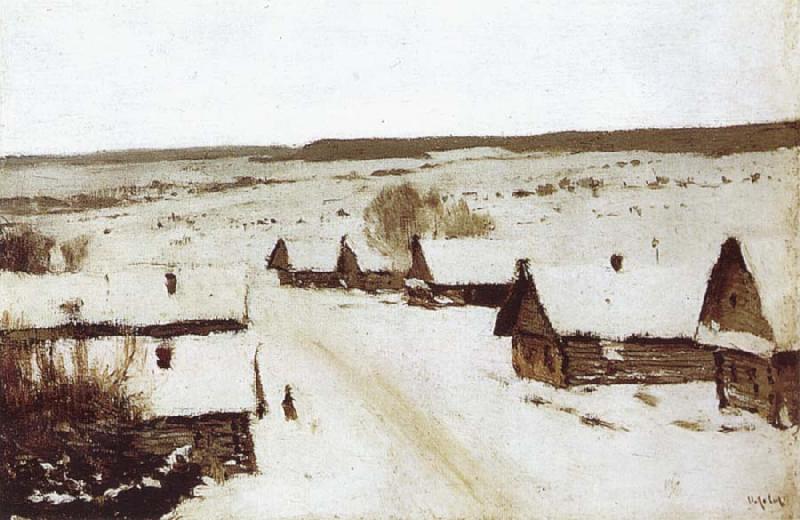 Isaac Levitan Village,Winter France oil painting art